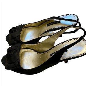 Black sling back high heels